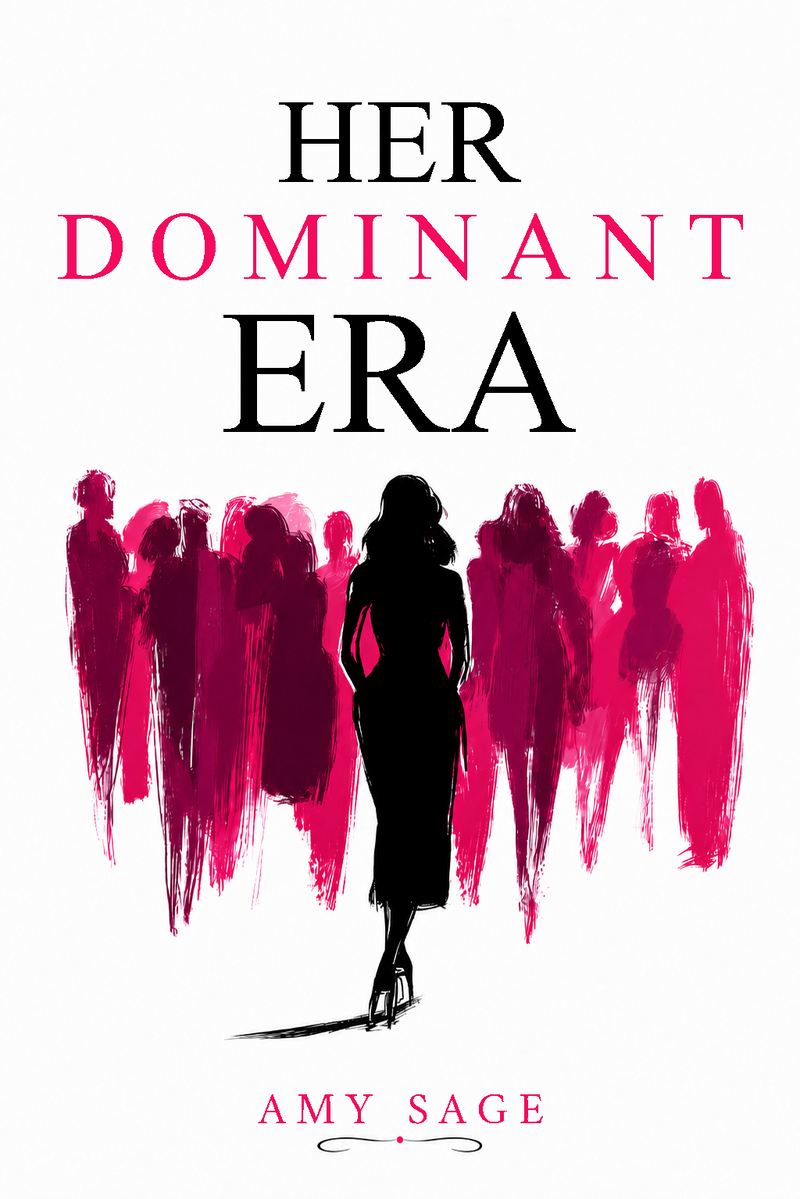Official front cover design for the book Her Dominant Era by Amy Sage, displaying elegant typography and striking pink and black silhouette artwork.
